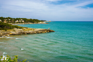 Naklejka premium Landscape along the coast of Gargano near Peschici and Vieste