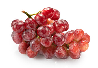 red fresh grapes isolated on white background