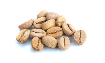  coffee beans isolated on white background.