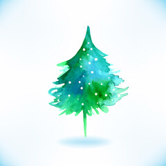 Watercolor Christmas tree isolated on a white background