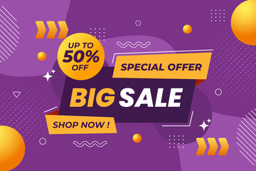 Special offer big sale banner in flat geometric style