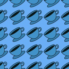Seamless cup of coffee tea pattern for fabrics and textiles and packaging and linens and kids and wrapping paper