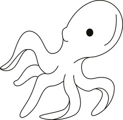 Vector illustration of lines, marine life, coloring book, animal, fish