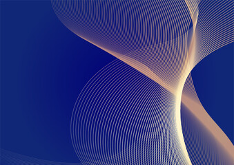 Abstract line golden blue cover design background