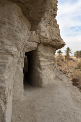 The caves  of the hermits are located near the Deir Hijleh Monastery - Monastery of Gerasim of Jordan in the Judean Desert in Israel