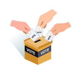 Hand casting vote, India election voting concept, ballot box for India election