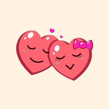 Vector cartoon cute couple heart for design.
