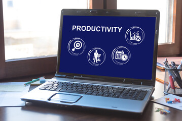 Productivity concept on a laptop screen