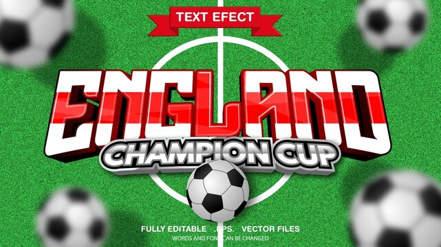 3d editable text effect england football theme premium vector
