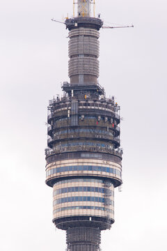 Ostankino TV Tower in Moscow. Close view of equipment