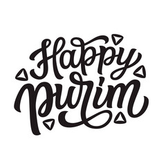 Happy Purim. Hand lettering text, vector typography