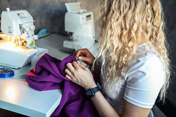 The seamstress at work in the studio