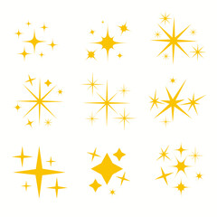 Yellow sparkles symbols vector. The set of original vector stars.