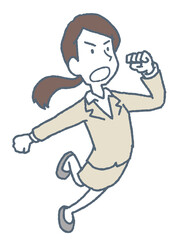 走り出すスーツ姿の女性