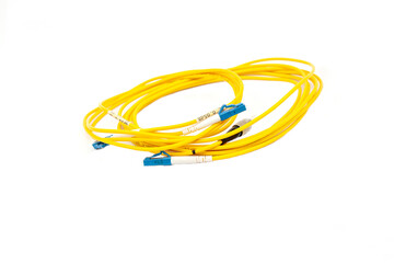 Fiber optic cables isolated on white background