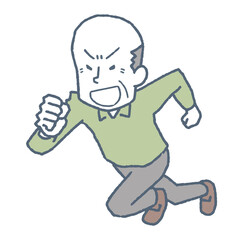 走り出す高齢男性
