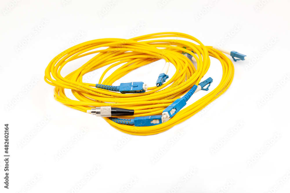 Wall mural fiber optic cables isolated on white background