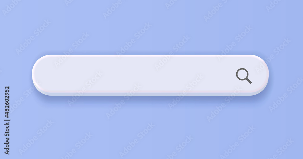 Poster 3D search bar. Browser button for website and UI design. Search form template. web search concept. 3d rendering. Vector illustration