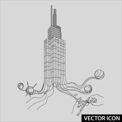 hand knitted high building illustration - 482603103