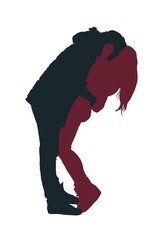Fototapeta premium Kissing people silhouette on white background 