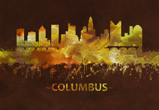 Columbus Ohio skyline Black and Gold