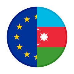 round icon with european union and azerbaijan flags. vector illustration isolated on white background