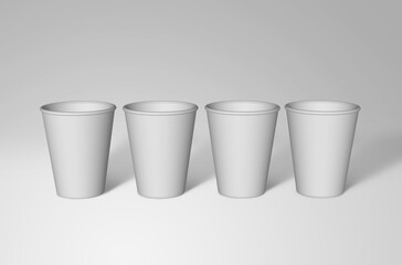 3D rendering image of empty paper cups