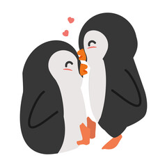 Cute  Penguins Couple  with heart