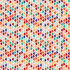 Colorful vector geometric seamless pattern. Stylish graphic texture with small curved shapes, wavy elements. Abstract mosaic background. Bright funky colors. Repeat design for decor, print, wrapping