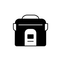 Rice cooker Icon in black flat glyph, filled style isolated on white background