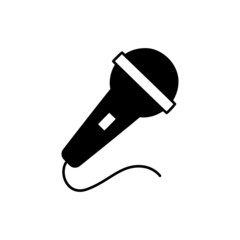 microphone, karaoke Icon in black flat glyph, filled style isolated on white background
