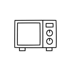 Microwave Icon in black line style icon, style isolated on white background