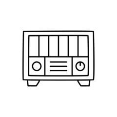 Radio icon in black line style icon, style isolated on white background