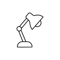 Desk lamp, Desk light icon in black line style icon, style isolated on white background