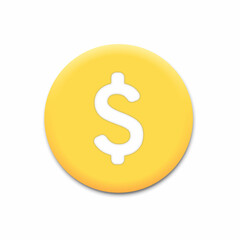 Business vector icon. Financial invest fund, revenue increase, income growth, budget plan concept. Coin with dollar sign. 3d cartoon vector illustration.