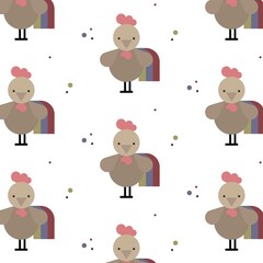 Simple and cute vector patter with rooster illustration