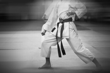 Karate-do training and a healthy lifestyle. Added blur effect for more motion effect. Retro style...