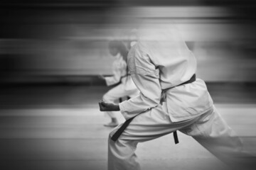 Karate-do training and a healthy lifestyle. Added blur effect for more motion effect. Retro style...
