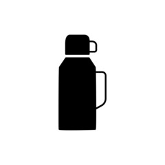 Thermo flask icon in black flat glyph, filled style isolated on white background