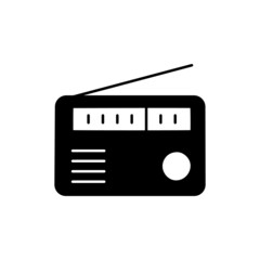 Radio Icon in black flat glyph, filled style isolated on white background