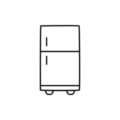 refrigerator Icon in black line style icon, style isolated on white background