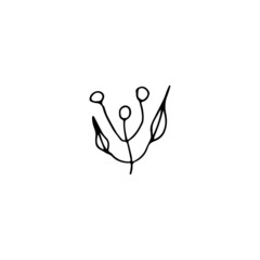 Hand drawn doodle floral element, abstract plant for decoration, isolated vector illustration