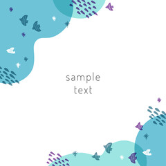 鳥と抽象モチーフのフレーム・背景素材