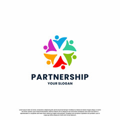 community logo design. people family, group work logo template