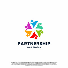 community logo design. people family, group work logo template