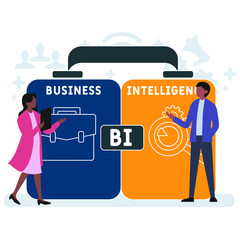 BI - Business Intelligence acronym. business concept background. vector illustration concept with keywords and icons. lettering illustration with icons for web banner, flyer, landing pag