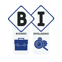 Obraz premium BI - Business Intelligence acronym. business concept background. vector illustration concept with keywords and icons. lettering illustration with icons for web banner, flyer, landing pag
