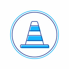 Filled outline Traffic cone icon isolated on white background. Vector