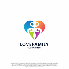 family community love logo design inspiration. abstract human and love combination.