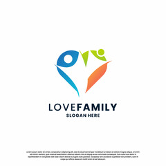 family community love logo design inspiration. abstract human and love combination.